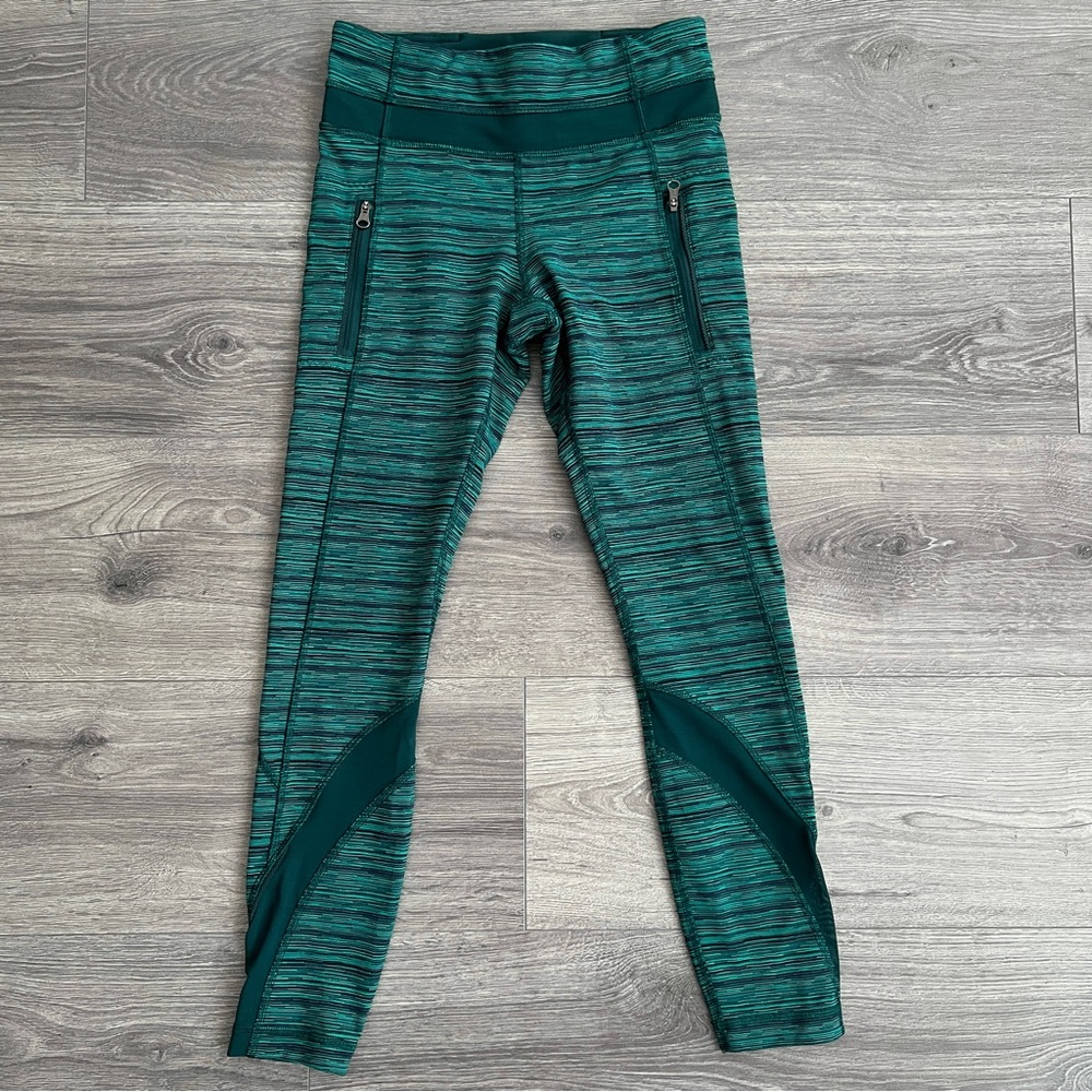 LULULEMON Inspire Tights Size 4 Heathered Green Mesh 24.5" Inseam Luxtreme Retro